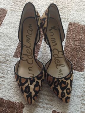 Sam Edelman Leopard Print Pointed D'Orsay Pumps - Tan/Black